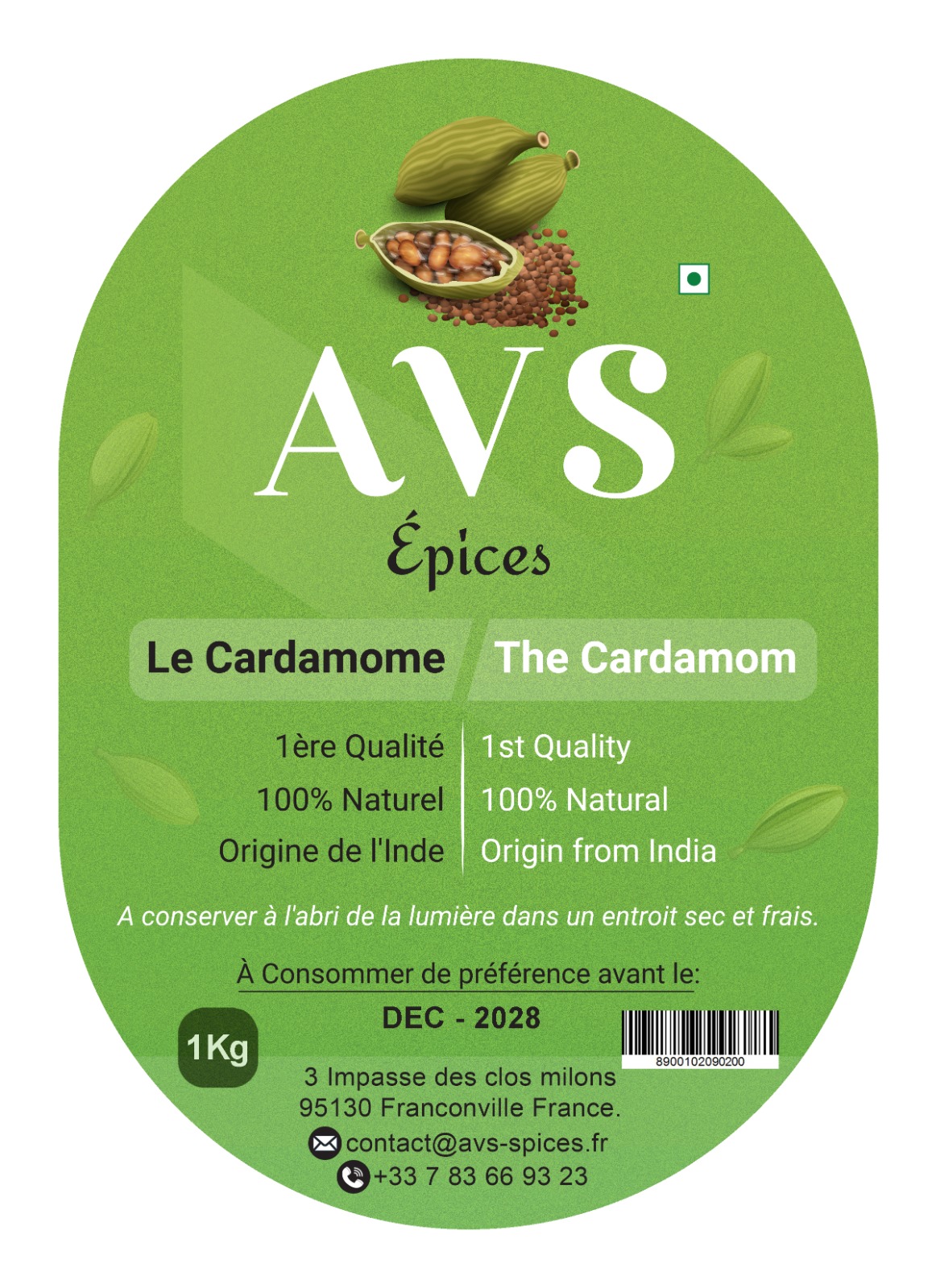 banner shows label of cardamom