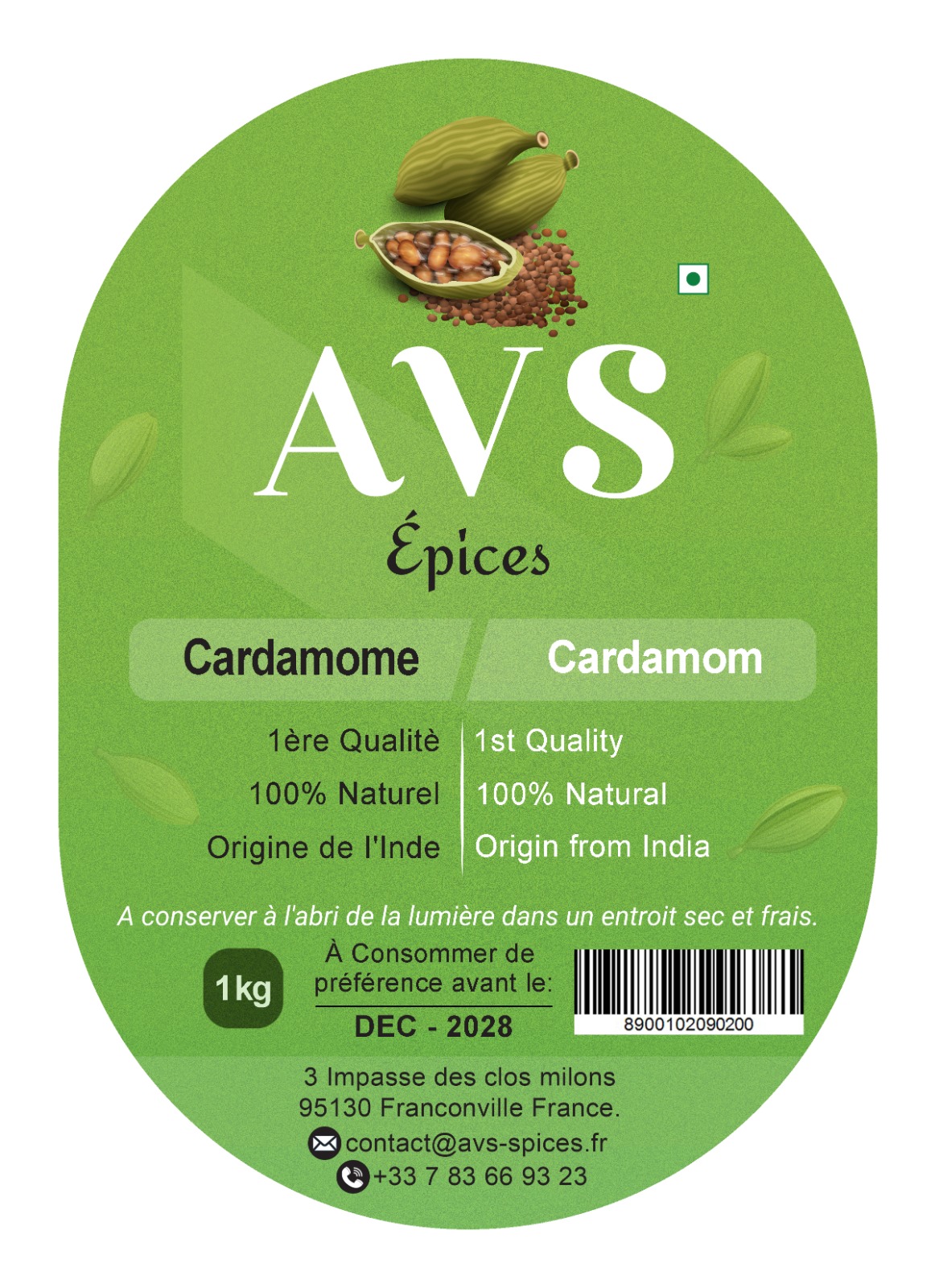 Label for green cardamom