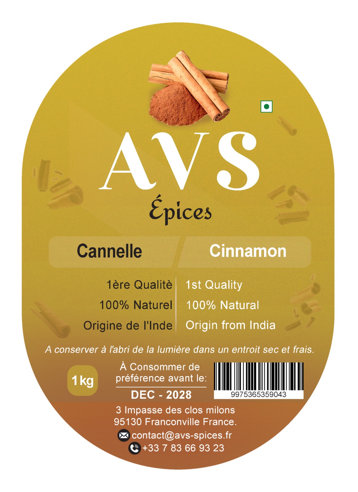 Srilankan cinnamon product label