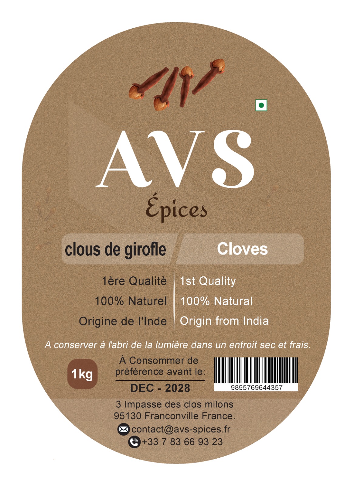 Label of Malabar cloves