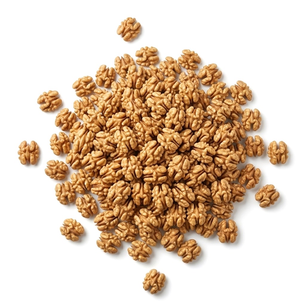 Walnuts spread out in a circle.